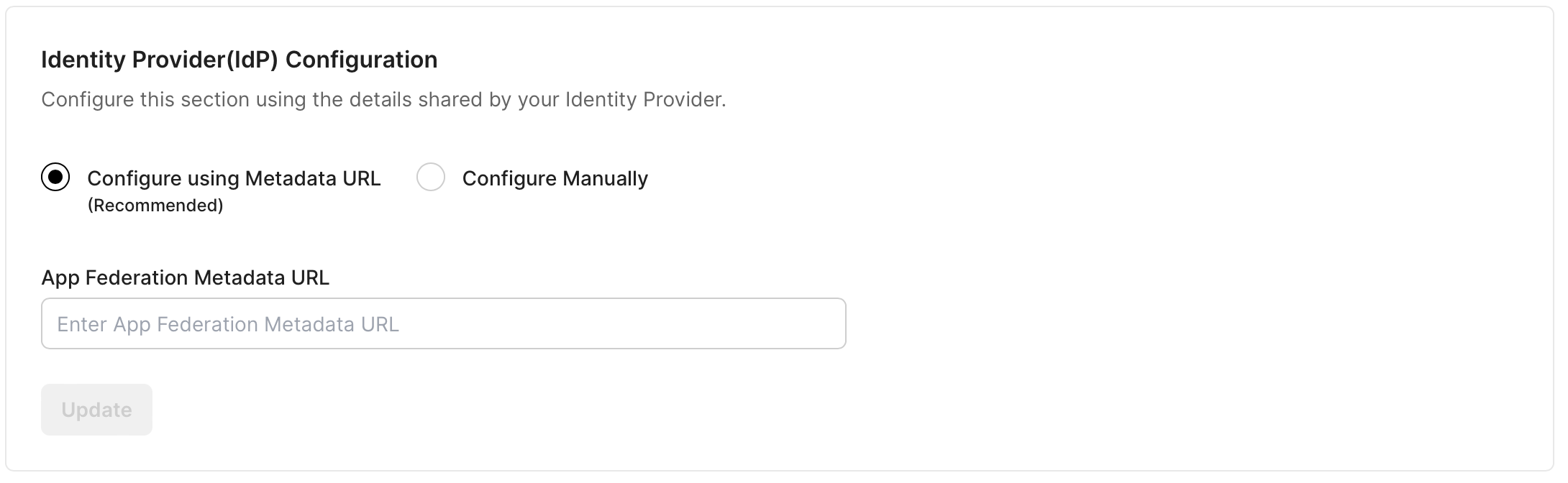 Paste Metadata URL on SSO Configuration Portal